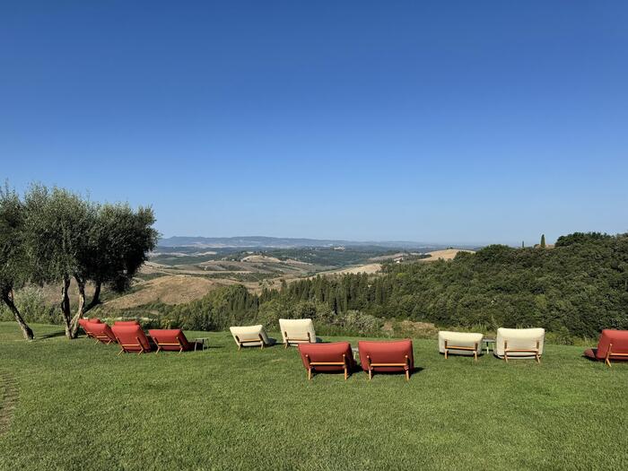 Gathering space overlooking the countryside